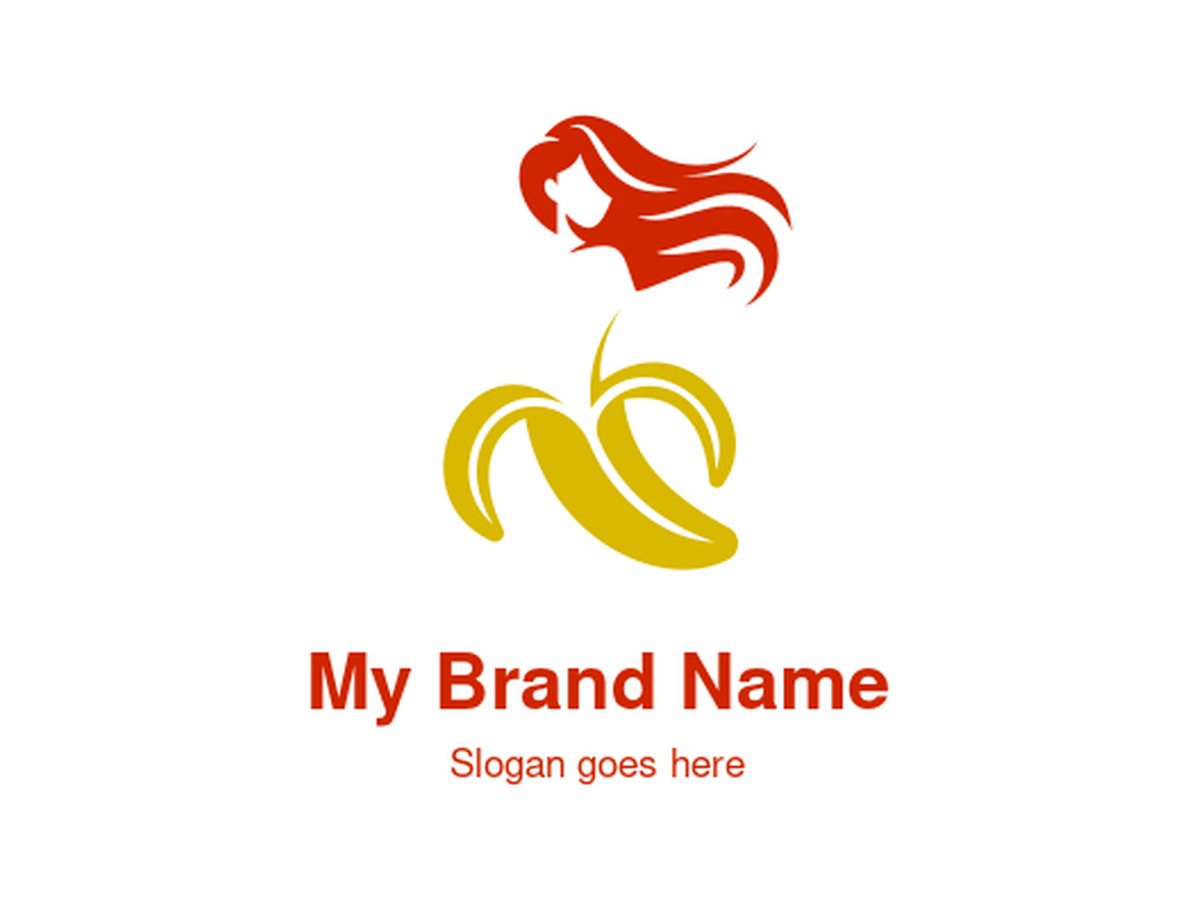 Woman Silhouette and Peeled Banana Logo for a Natural Health Brand